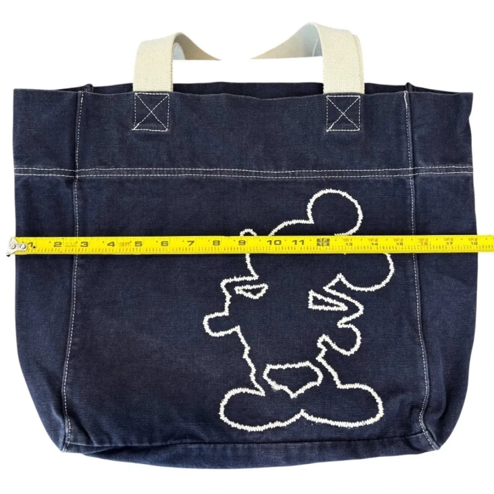 Disneyland Resort Blue Canvas Tote Bag with Embroidered Mickey Mouse Silhouette